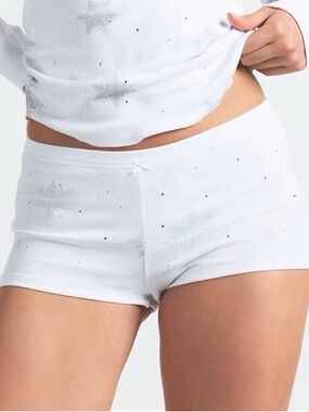Skims White Rhinestone Snow shorts size S